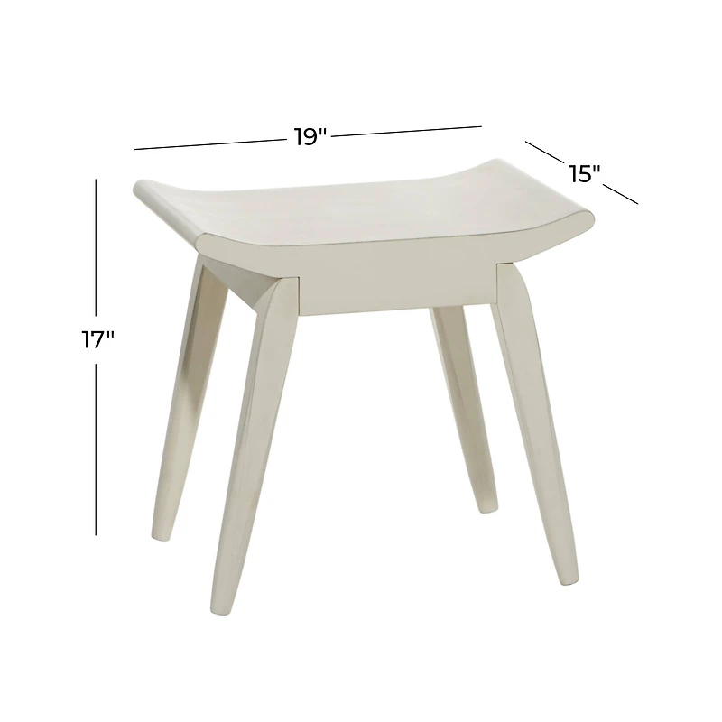 17" White Wood Traditional Stool
