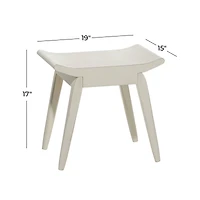 17" White Wood Traditional Stool