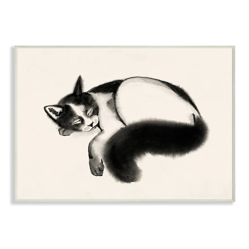 Stupell Industries Relaxed Pet Cat Bushy Black Tail Wall Plaque