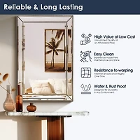 Silver Champagne Beaded Frame Accent Beveled Wall Mirror - 30" x 42"