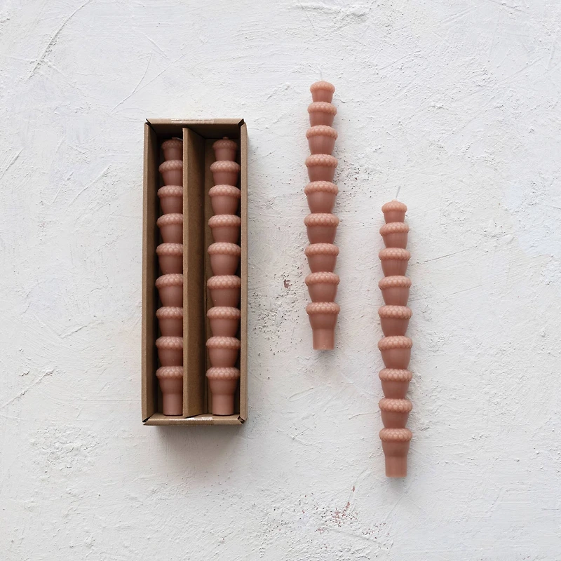 Hello Honey 10" Tan Unscented Acorn Shaped Taper Candles, 2ct.