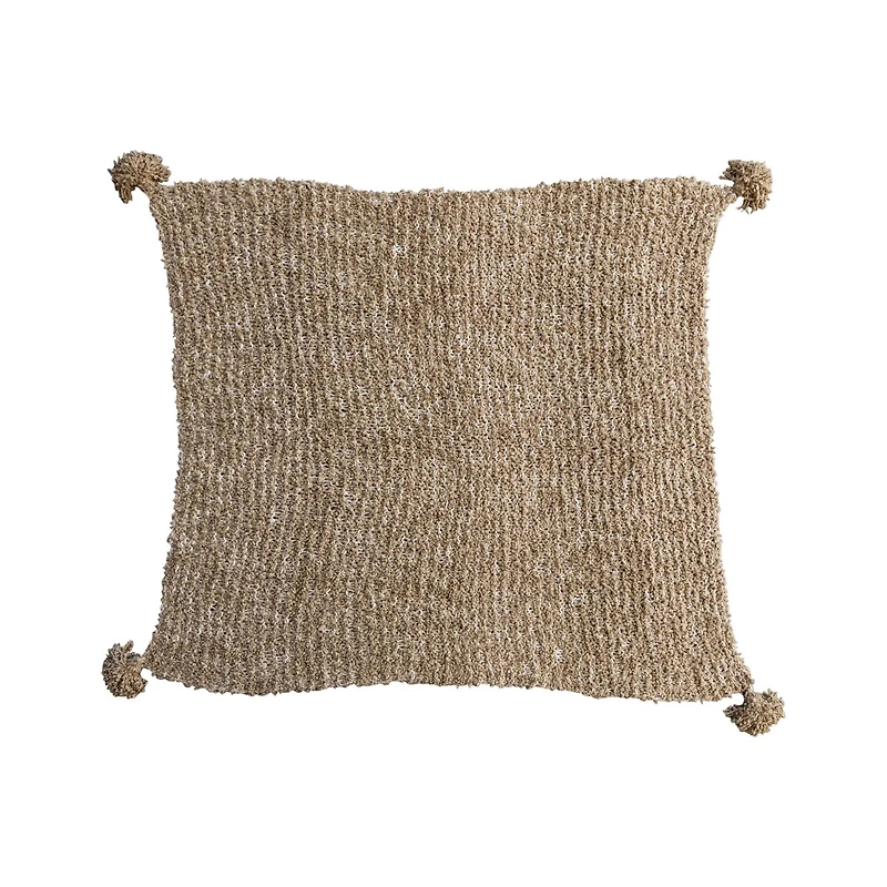 Hello Honey® 60" Tan Woven Fabric Chunky Knit Throw with Tassels
