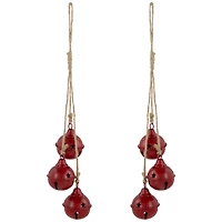 Cascading Christmas Jingle Bell Ornaments- 13.5" - Red - Set of 2