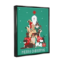 Stupell Industries Merry Christmas Happy Dog Gifts Framed Floater Canvas Wall Art