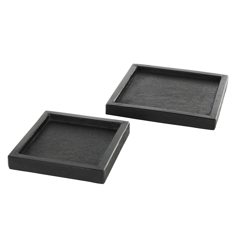 Black Marble Minimalistic Textured Square Trays, 2ct.