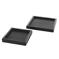 Black Marble Minimalistic Textured Square Trays, 2ct.