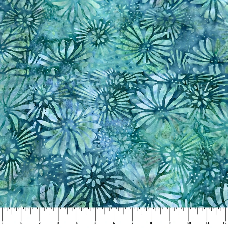 Feldman Batik Purple Turquoise Stamp Large Floral Cotton Fabric