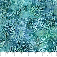 Feldman Batik Purple Turquoise Stamp Large Floral Cotton Fabric