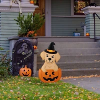 Glitzhome® 32"H Halloween Metal Labrador in Pumpkin Yard Stake