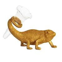 Hello Honey® 7.5" Long Gold Chameleon with Glass Vase