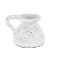 11" Cream Ceramic Textured Pot Vase with Handle