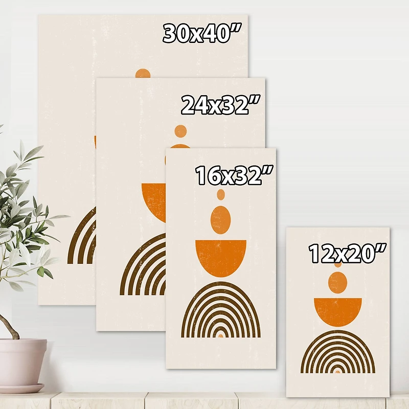 Designart - Abstract Rainbow Sun and Moon In Earth Tones V