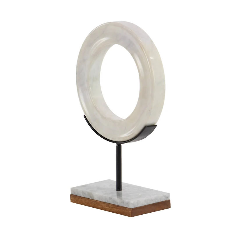 CosmoLiving by Cosmopolitan 14" White Geometric Marble Sculpture