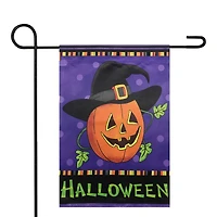 Pumpkin in a Witch Hat Outdoor Garden Flag, 12.5" x 18"