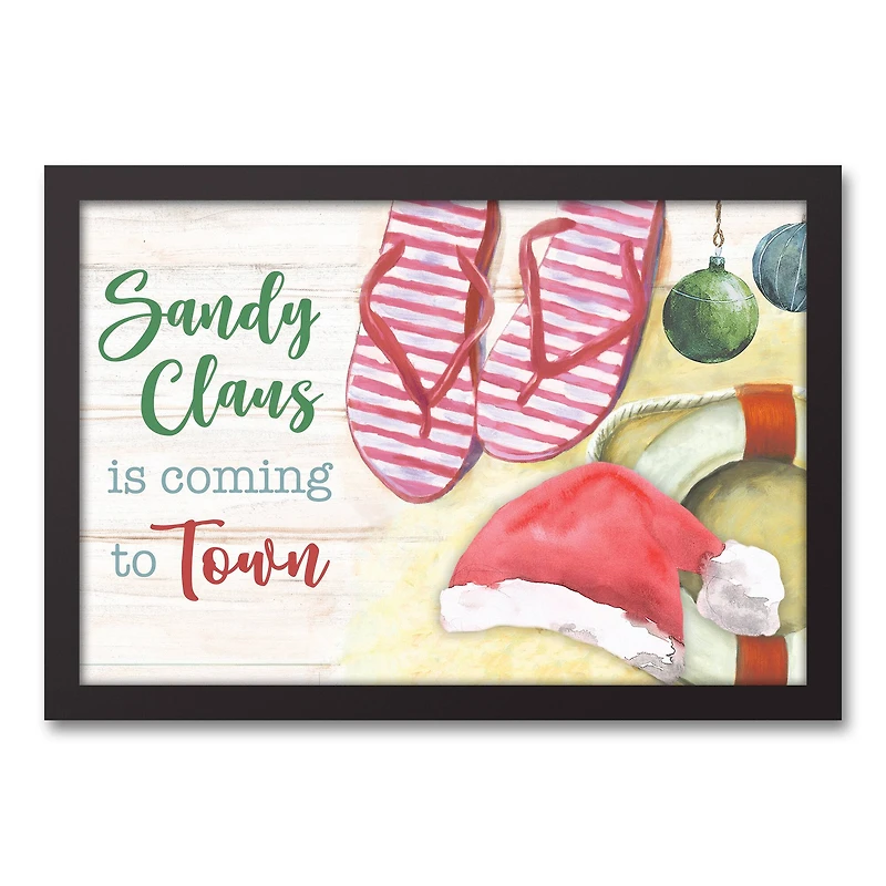 20" Sandy Claus is Coming Christmas Framed Wall Décor