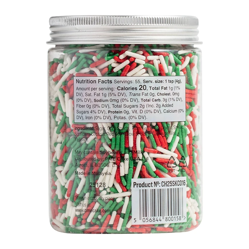 PME Cake Sweet Street® Red, White & Green Jimmies Sprinkle Mix
