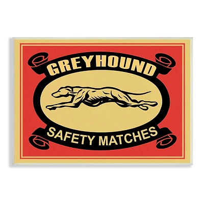 Stupell Industries Greyhound Safety Matches Yellow Red Vintage Advertisement Wall Plaque