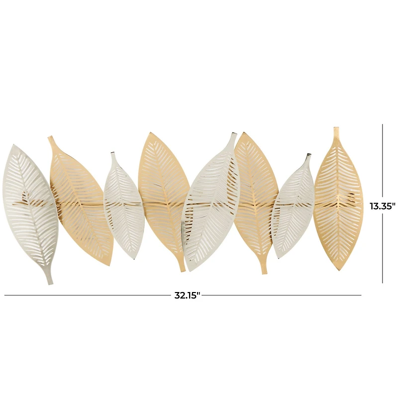 Gold Metal Leaf Wall Décor with Silver Accents