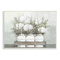 Stupell Industries Pristine Hydrangea Bouquets Thankful Grateful Blessed Sentiment Wall Plaque