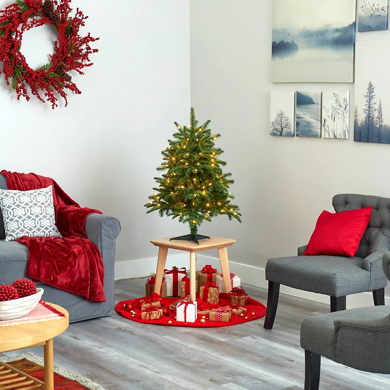 3ft. Pre-Lit South Carolina Spruce Artificial Christmas Tree, White Warm Lights