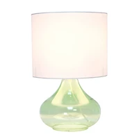 Simple Designs Green & White Glass Raindrop Table Lamp