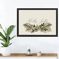 30" Holly Jolly Greenery Black Framed Print Wall Art