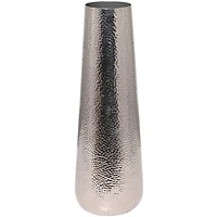 31" Silver Aluminum Tall Hammered Vase