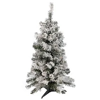3ft. Pre-Lit Heavy Flocked Pine Artificial Christmas Tree, Warm White LED Lights