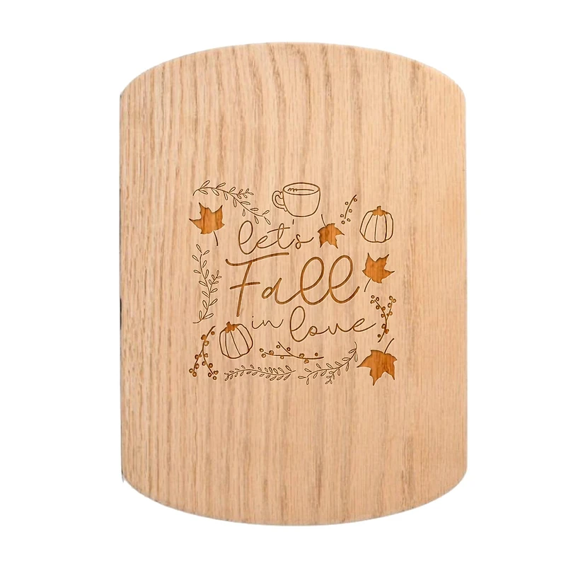 Let's Fall in Love 11" x 8" Redwood Oval Cutting Board