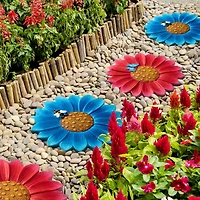 Glitzhome® 10" Cement Flower Textured Stepping Stones Set