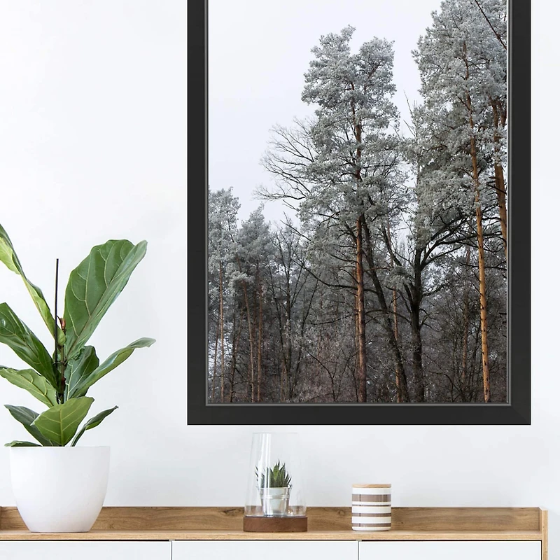 Dusty Trees Black Framed Print Under Plexiglass