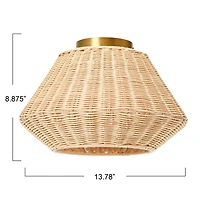 Hello Honey® 13.8" Coastal Ceiling Lamp with Rattan Shade and Iron Base