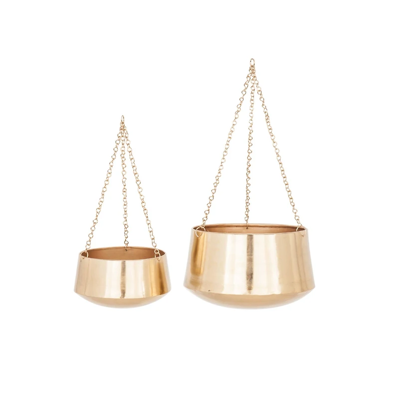Gold Metal Glam Hanging Planter Set