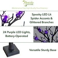 2ft. Pre-Lit Artificial Halloween Spider Twig Tree with 24 Purple LED Lights