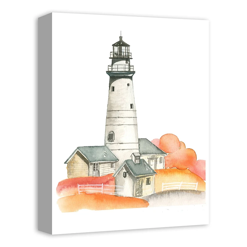 Lighthouse In Autumn 12" x 16" Canvas Wall Art
