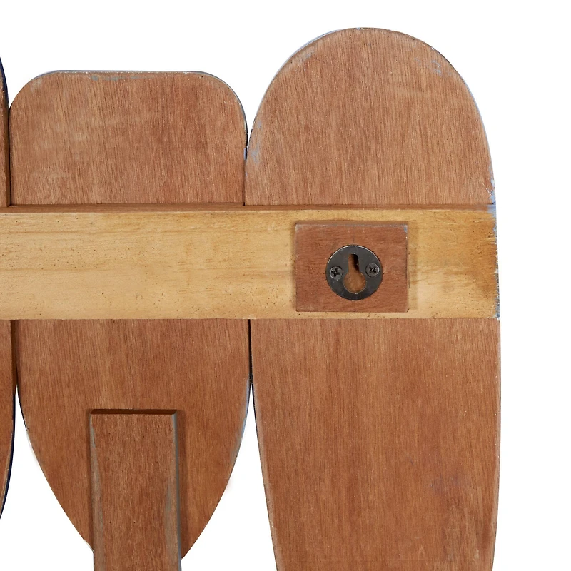 Blue Wood Coastal Wall Hook, 26" x 23" x 4"