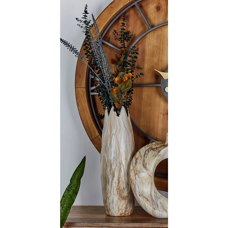 21" Beige Stoneware Contemporary Vase