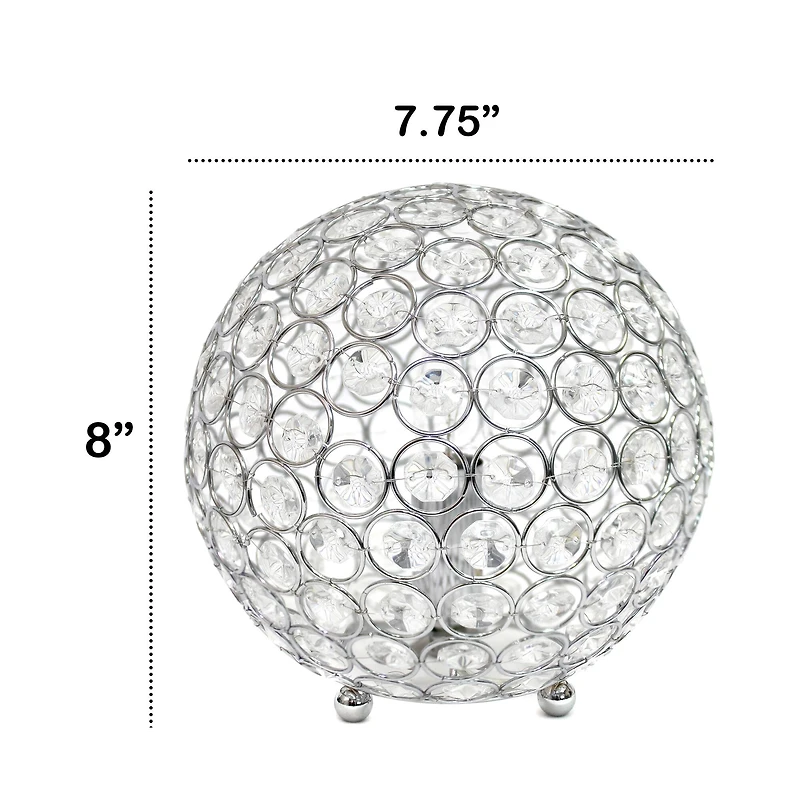 Lalia Home 8" Medium Metal Crystal Round Orb Table Lamp
