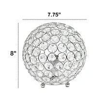 Lalia Home 8" Medium Metal Crystal Round Orb Table Lamp