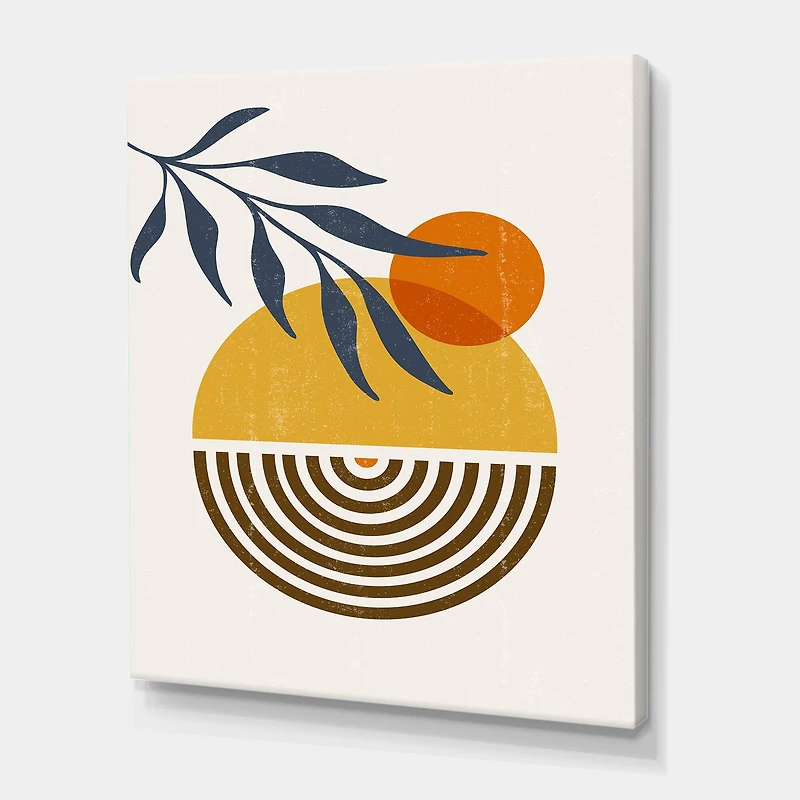 Designart - Botanical Minimalist Leaf With Abstract Shapes IV