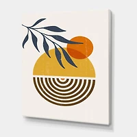 Designart - Botanical Minimalist Leaf With Abstract Shapes IV