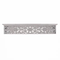 24" Gray Hand-Carved Medallion Floating Wall Shelf