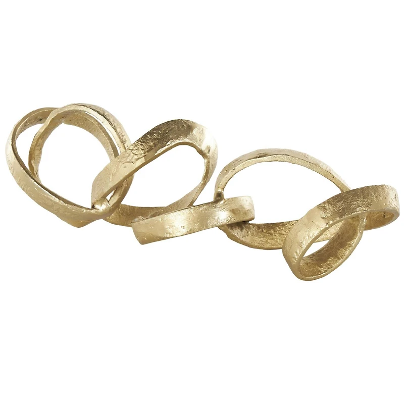 25" Gold Aluminum Metal Chain Abstract Textured Link Sculpture