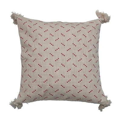 Hello Honey® 20" Embroidered Dots & Tassels Cotton Slub Square Pillow
