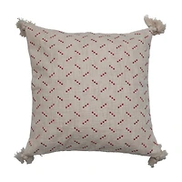 Hello Honey® 20" Embroidered Dots & Tassels Cotton Slub Square Pillow