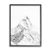 Stupell Industries Snowy Mountain Peak Sharp Lines Black White in Black Frame Wall Art