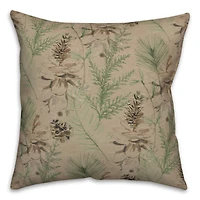 Pinecones & Greenery on Square Throw Pillow