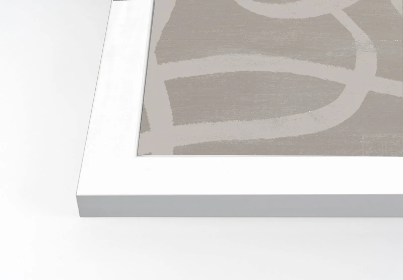 Modern Beige Lines 12" x 16" White Framed Print Under Plexiglass - Set of 2