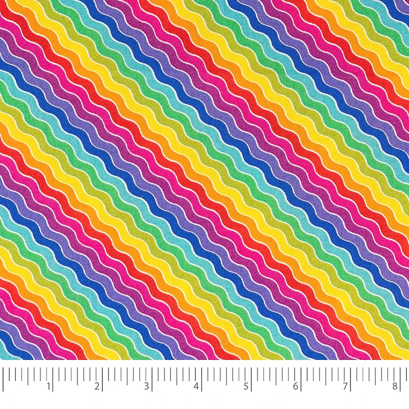 SINGER Rainbow Wiggle Lines Cotton Fabric