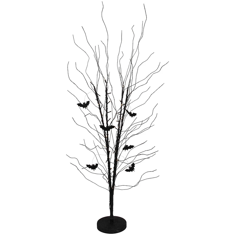 50" LED Black Halloween Branch Tree with Bats